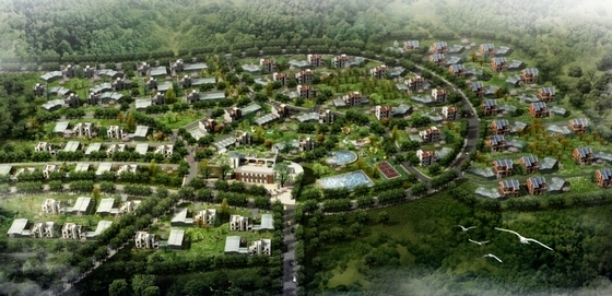 [辽宁]新中式风格住宅区规划设计方案施工图（含效果图）-新中式风格住宅区规划设计效果图