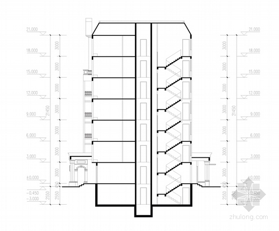 [山西]高层欧式古典风格住宅区规划方案文本（知名事务所）-高层欧式古典风格住宅区规划剖面图