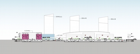 [武汉]现代风格商业区规划及单体设计方案文本-商业区剖面图