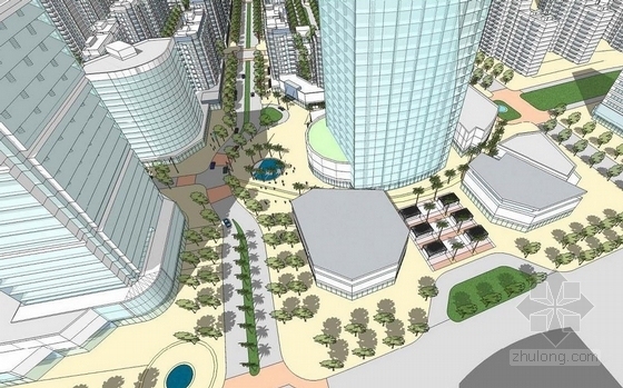 [青岛]城市新居住片区景观概念规划设计方案-办公区效果图