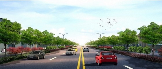 [杭州]城市主干道路景观设计方案-效果图 