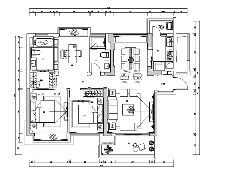 软装配饰设计效果图资料下载-现代城样板房三居室住宅设计施工图（附效果图）