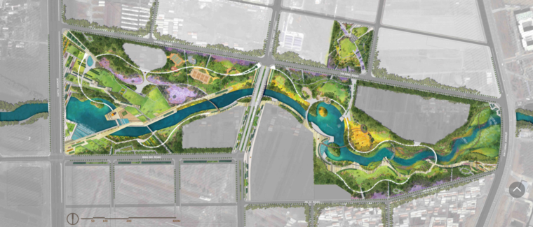 精品资料分享|公园景观+城市规划设计案例-[吉林]长春中央滨水公园景观设计方案（城市滨水）A-3 总平面图