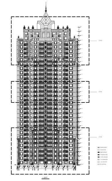 高层建筑石材幕墙施工图（CAD、50张）-轴立面图