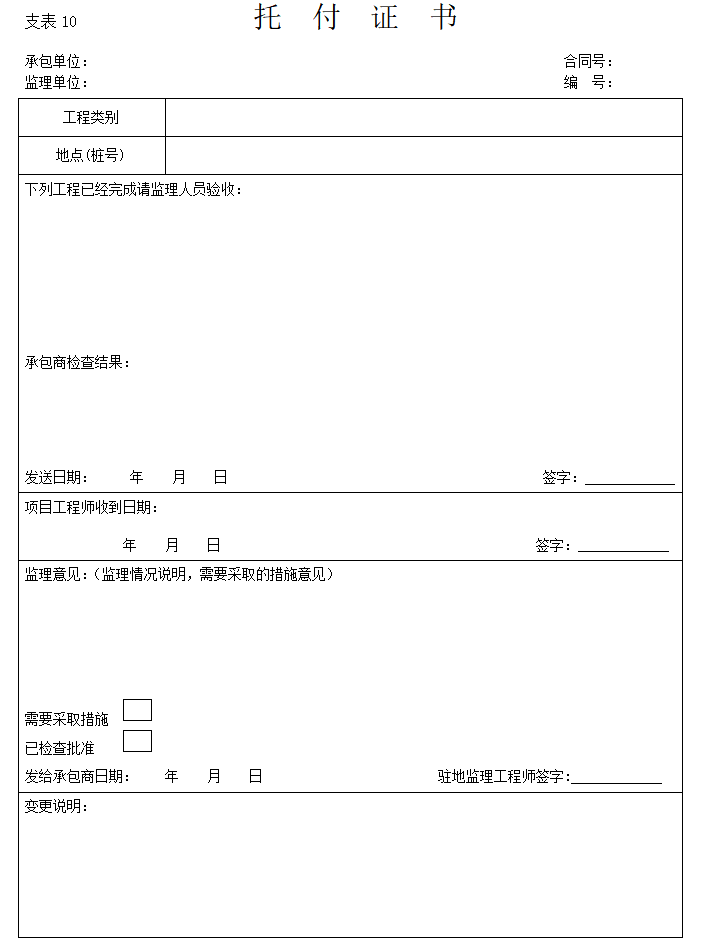 公路桥梁工程监理资料表格范本（实用，395页）-托 付 证 书