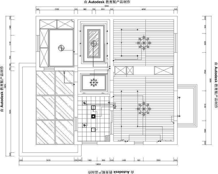 35款天花顶棚图CAD图库大全（带剖面图线路图）-天花投影图（七）