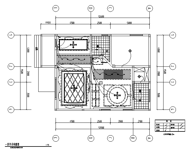 简约欧式风格两层别墅设计施工图（附效果图）-一层开关布置图