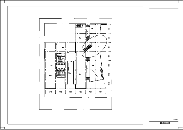 现代综合楼设计方案CAD图纸-现代综合楼设计方案二层平面图