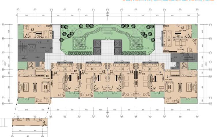 [中山]大信新都汇项目建筑方案设计PDF（57页）-精品酒店标准层平面图