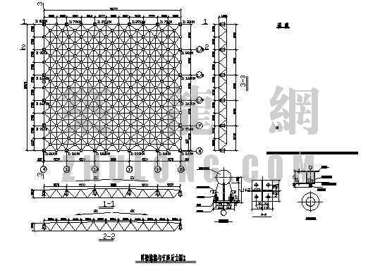 网架支座焊接计算资料下载-网架结构与支座反力图