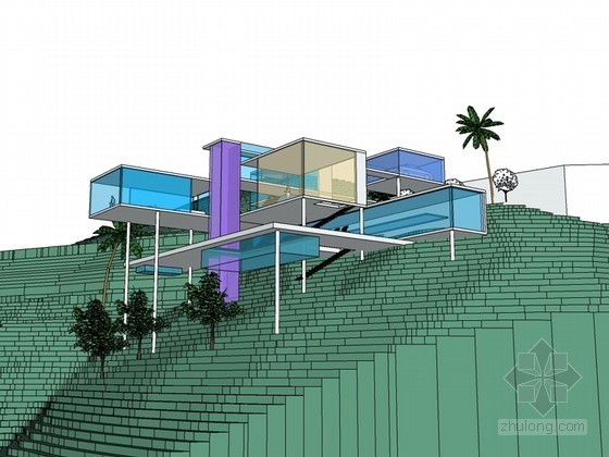 印尼巴利岛热带安加拉别墅资料下载-热带建筑SketchUp模型下载