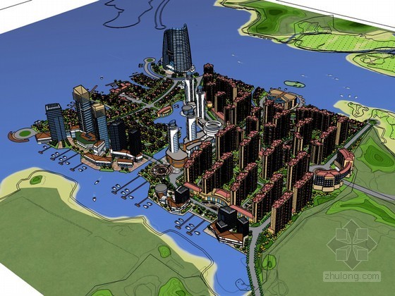 高档小区建筑SketchUp模型下载-高档小区建筑 