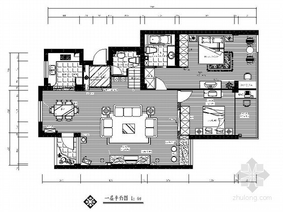 二层简单别墅cad图资料下载-简单双层别墅室内装修图