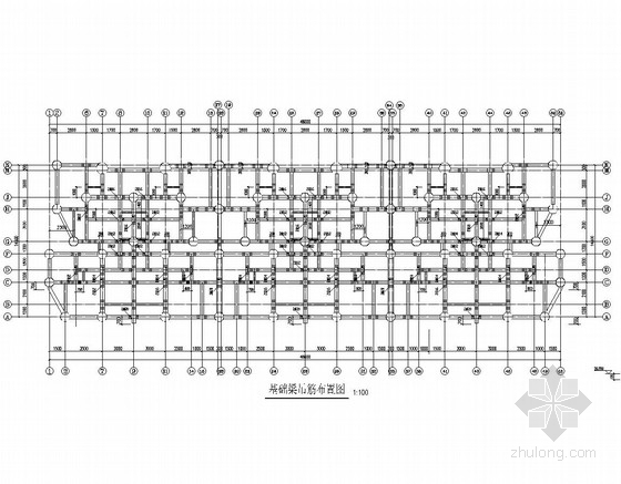 [重庆]六层砖混结构人工挖孔桩基础施工图-基础梁吊筋布置图 