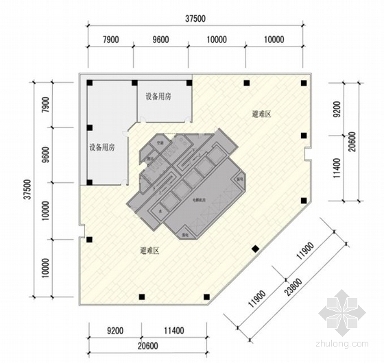 [广州]超高层折线式体量新都市休闲型公寓楼建筑设计方案文本-超高层折线式体量新都市休闲型公寓楼建筑平面图