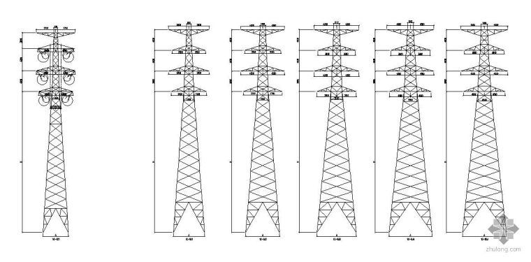 输电线路铁塔施工方案资料下载-132KV输电线路铁塔单线大样图