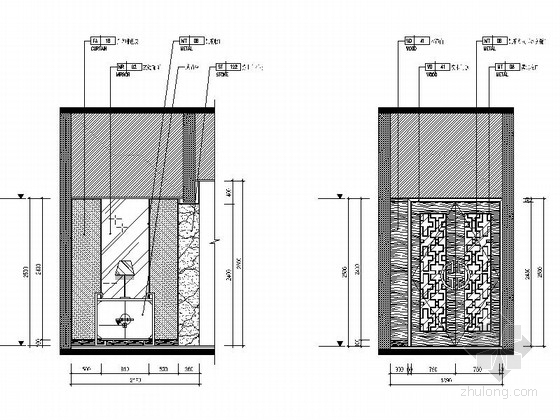 [福建]游艇会所中餐厅室内装修设计施工图（含效果）中餐厅立面图 
