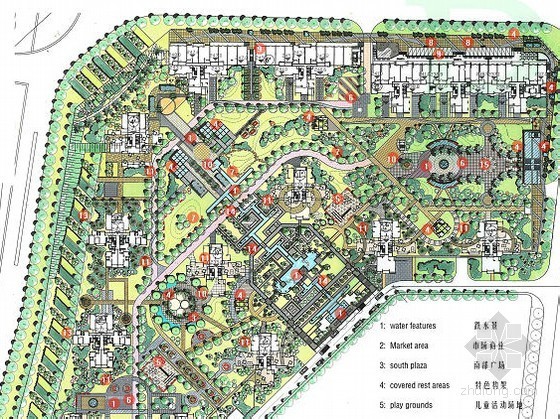 景观广场平面手绘图资料下载-[重庆]某居住区景观设计总平面