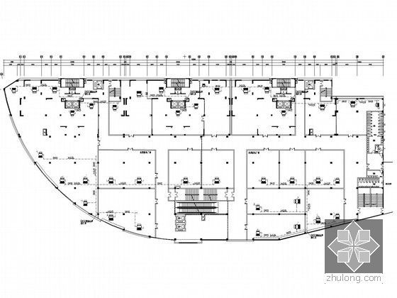 [湖北]大型商业广场暖通空调系统设计施工图（五大分区）-三层空调凝结水管布置平面图