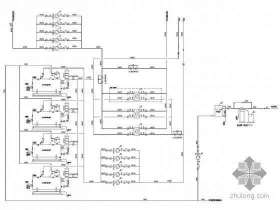 [上海]住宅小区能源中心设计施工图(冰蓄冷系统 供热系统 生活热水系统)-热力系统流程图