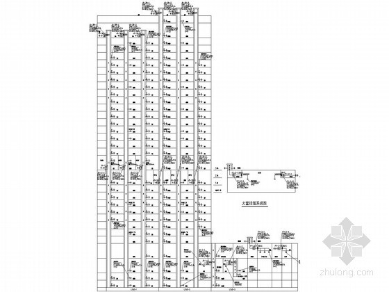 [贵州]会展中心综合楼空调通风设计施工图(温湿度独立控制)-地上防排烟系统图 