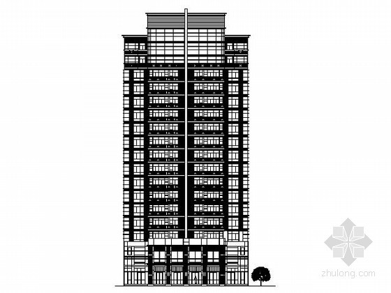 一层商铺二层住宅图纸资料下载-[上海]某花园小区十七层板式住宅建筑方案图（2号楼）