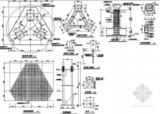 铁塔基础混凝土施工方案资料下载-联通铁塔基础节点构造详图