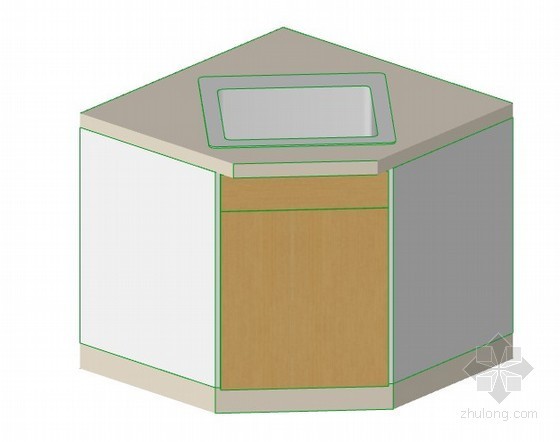 水槽设计图资料下载-带水槽的C型转角底柜 archiCAD模型
