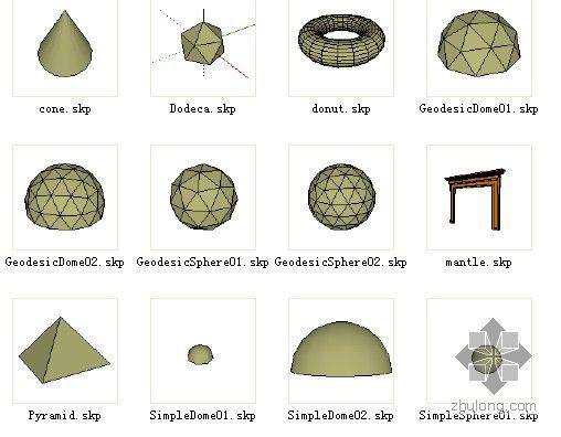 美国几何形状装饰的家资料下载-几何形状sketchup模型