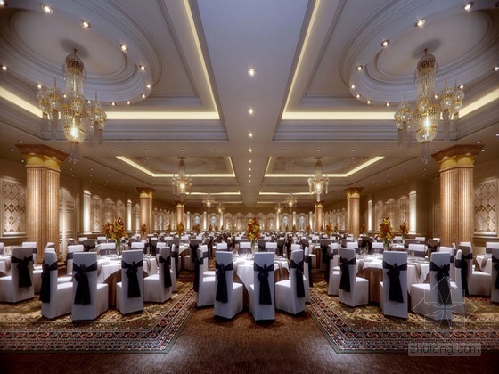 宴会厅3D资料下载-大型时尚宴会厅3D模型下载