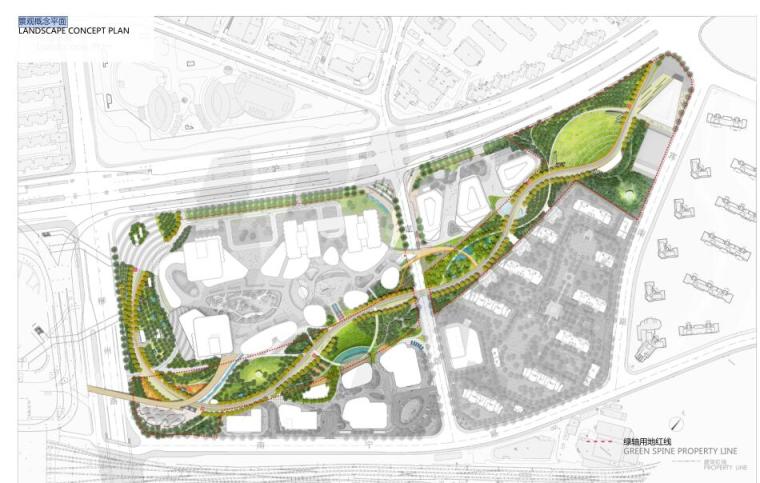[上海]南站绿轴项目设计方案规划设计文本（包含PDF+70页）-景观概念平面