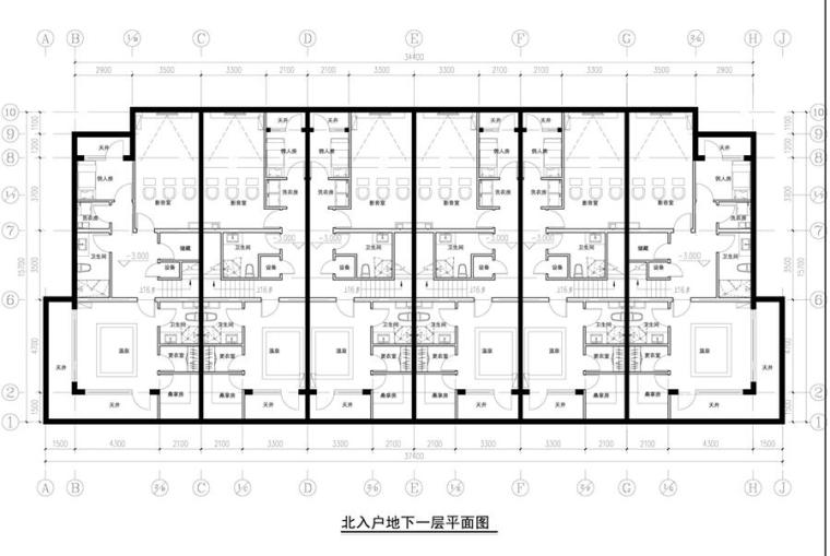 [住宅]固安牛驼温泉住宅区建筑方案文本（包含PPT+85页）-入口地下一层平面图