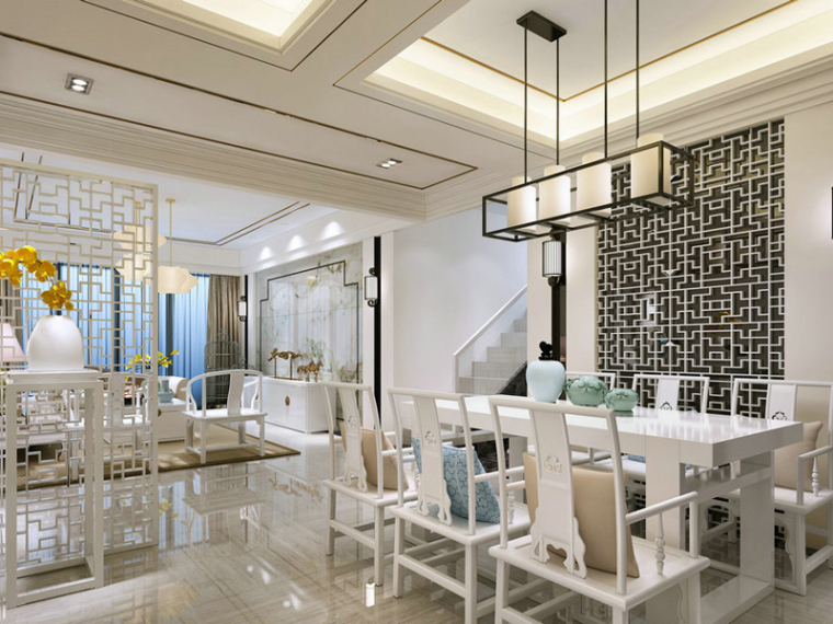 新中式餐厅包房设计资料下载-中式餐厅3D模型下载