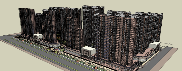 su徽派建筑模型下载资料下载-和合完整小区模型带精细景观住宅建筑模型设计（SU模型）