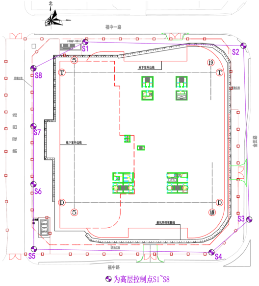 当代艺术馆与城市规划展览馆总承包工程钢结构工程施工组织设计（150页）-11高程控制网的布置图