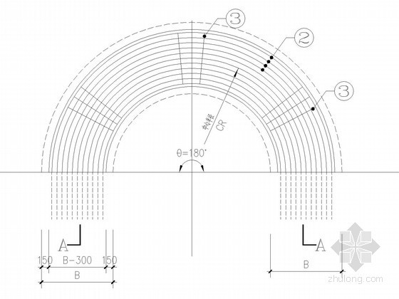 建筑楼梯节点资料下载-半圆形旋转楼梯节点构造详图