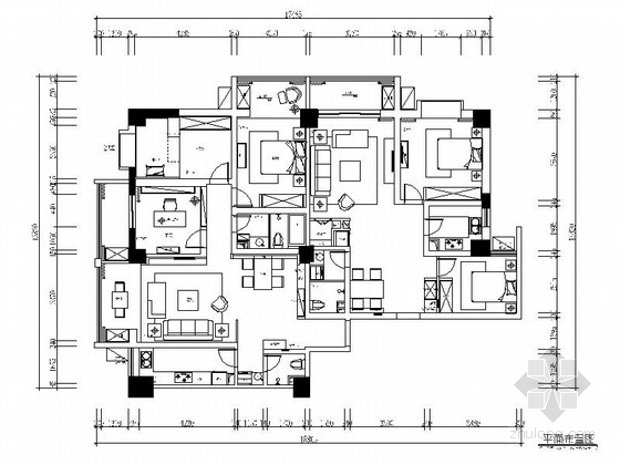 现代简约装修cad图纸资料下载-146平现代简约风格五居室样板间CAD装修施工图（含全套软装方案）