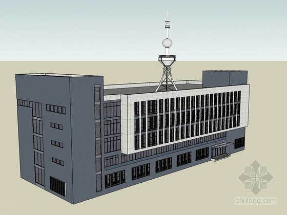 现代钢结构观光楼草图模型资料下载-现代办公楼SketchUp模型下载