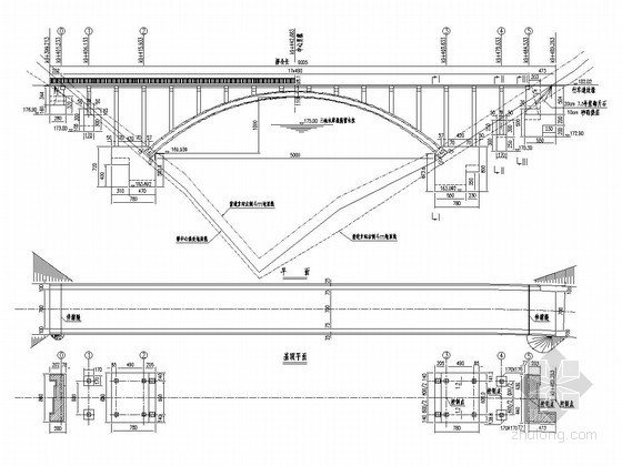 上承式拱桥箱拱资料下载-1-50m箱型变截面上承式拱桥设计套图