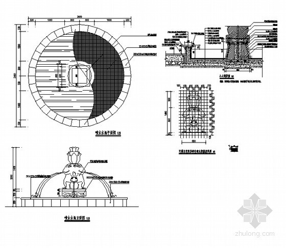 喷水雕塑详图资料下载-特色喷水雕塑水池施工详图