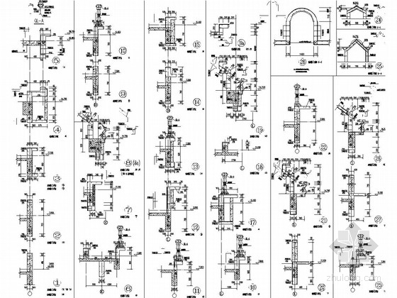 [河南]四层砖混结构别墅结构施工图-节点详图 