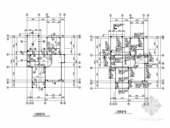 [广东]二层框架结构别墅结构施工图（含建施、附结算）-二层板梁配筋平面图 