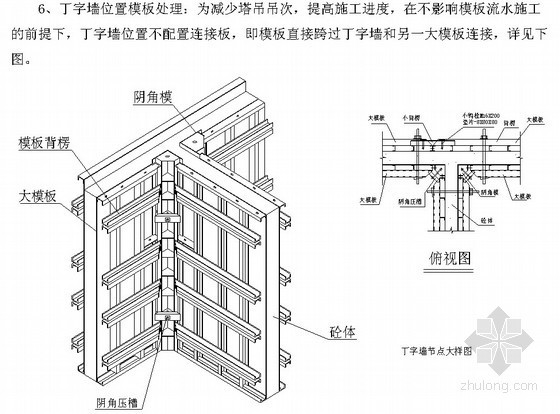 楼梯间模板施工方案资料下载-[北京]高层综合楼大模板施工方案(节点详图)