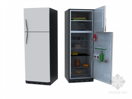 单开门冰箱su模型资料下载-家庭小冰箱3D模型下载