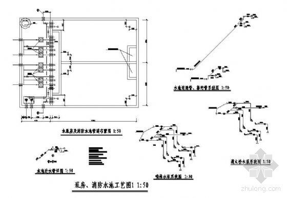 消火栓系统泵房资料下载-泵房水池工艺图