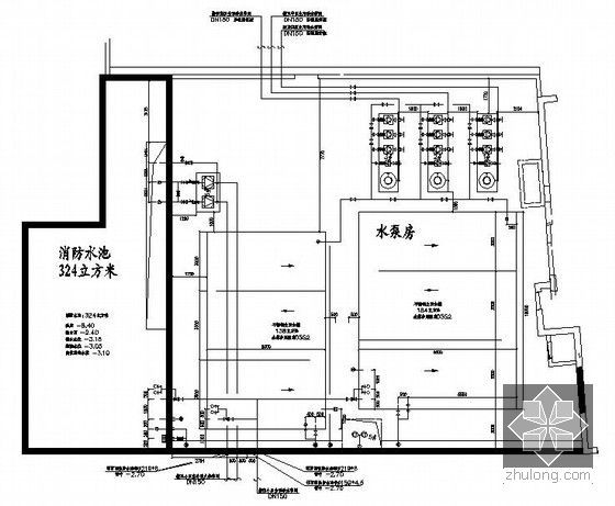 [内蒙古]高档住宅区给排水消防施工图423张（3个生活区、地下室、37万平方米）-生活、消防泵房平面布置图