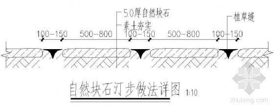 块石地面做法资料下载-自然块石汀步做法详图