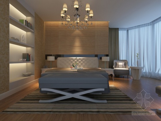 中式复古卧室效果图资料下载-现代卧室效果图3D模型