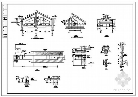 古建筑坡屋顶构造节点资料下载-某坡屋顶造型及挑梁节点构造详图