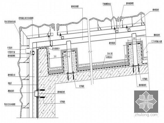 [北京]框架结构综合楼装饰混凝土挂板施工组织设计（鲁班奖）-斜墙与屋面转角纵剖节点